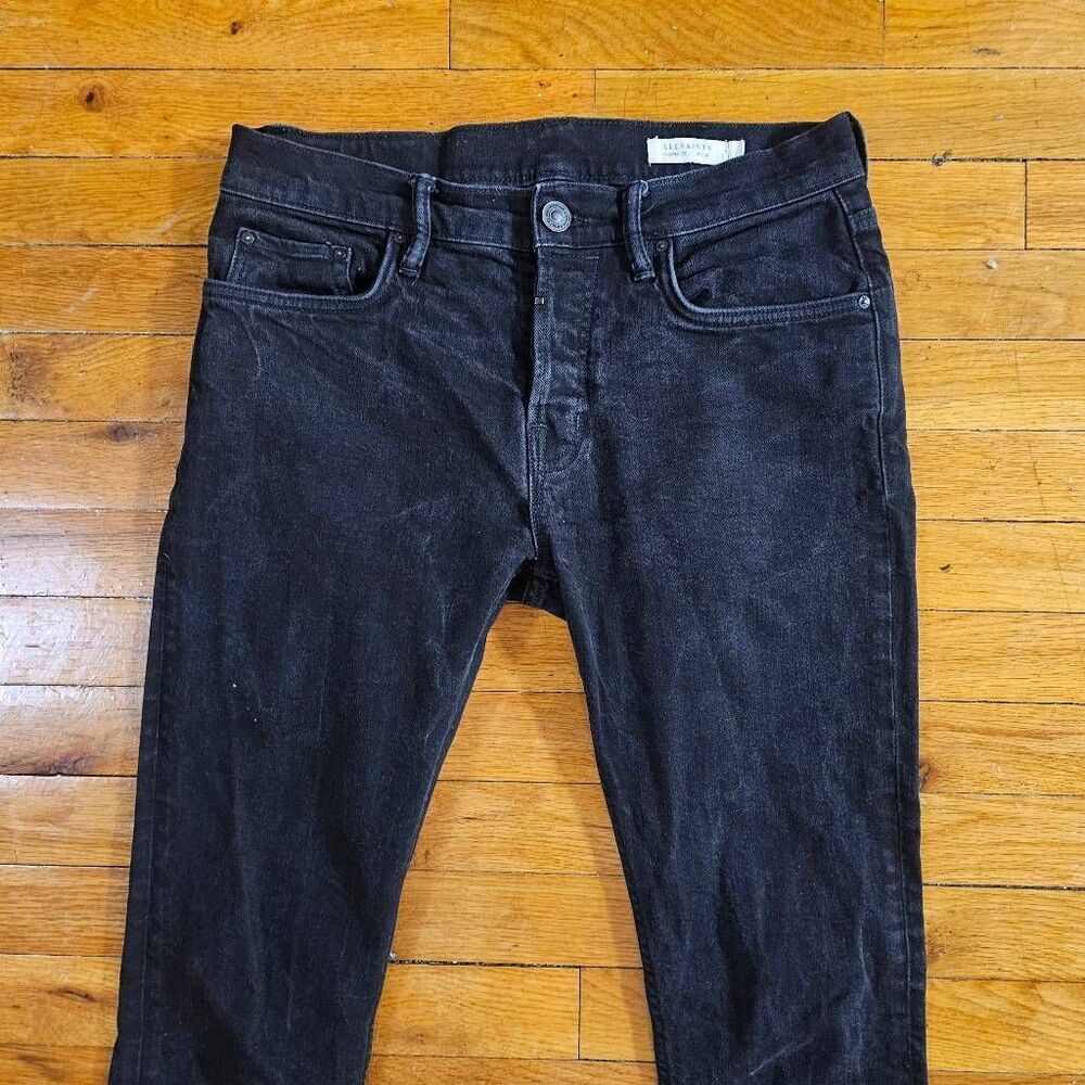 All Saints Denim Mens Black Cigarette Skinny Stretch Jeans 30x30 - Picture 2 of 9
